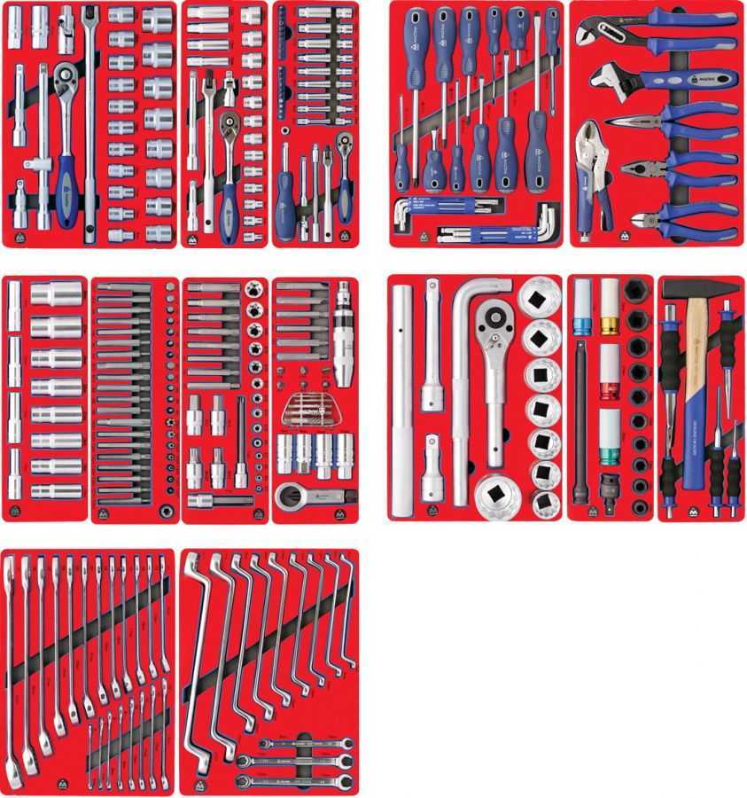 Набор инструментов "ПРОФИ" для тележки, 14 ложементов, 299 предметов МАСТАК 5-00299 Модули инструментов МАСТАК фото, изображение