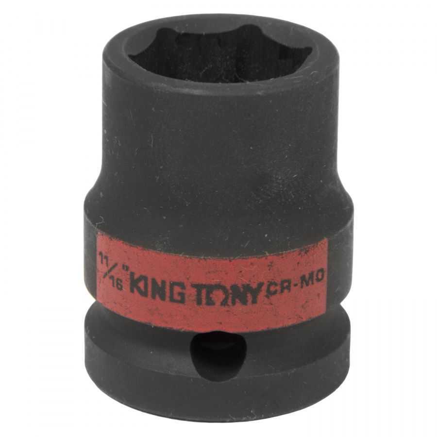 Головка торцевая ударная шестигранная 1/2", 11/16", дюймовая KING TONY 453522S Торцевые головки ударные фото, изображение